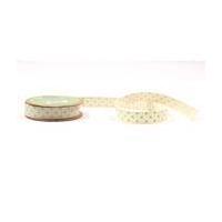 Green and Cream Polka Dot Woven Ribbon 16 mm 3 m