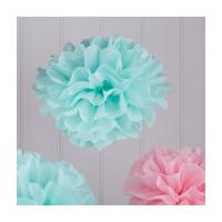 Green and Pink Paper Pompoms 5 Pack