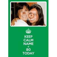 green 80th eightieth birthday photo card