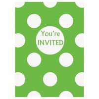 Green Polka Party Invitations