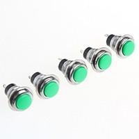 Green 12MM No Lock Button Switch 1A 250V(5Pcs)