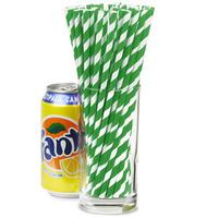 Green & White Striped Paper Straws 8inch (Case of 250)