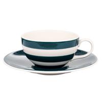 Green Stripe Cappuccino Cup and Saucer