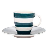 Green Stripe Espresso Cup and Saucer