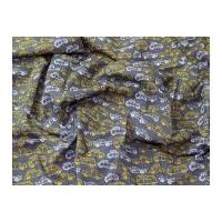 Groovy Old Timers Car Print Cotton Dress Fabric Grey