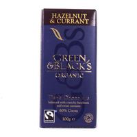 Green and Blacks Dark Hazelnut & Currant Bar