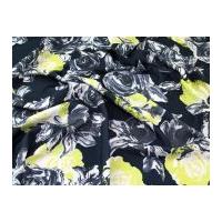 Graphic Floral Print Scuba Stretch Jersey Dress Fabric Ink & Lime