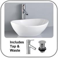 Great VALUE Barca 40.6cm Oval Shaped Bargain Priced Basin with Tap and Waste Set