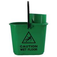 Green Plastic Mop Bucket with Wringer 15 Litre 102946GN