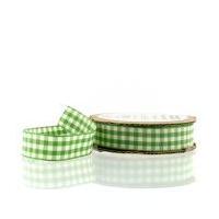 Green Gingham Ribbon 16 mm x 3 m