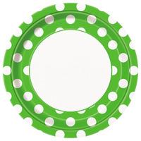 Green Polka 9in Paper Party Plates