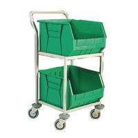 Green Mobile Storage Trolley cw 2 Bins 321291