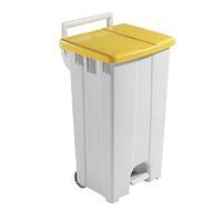 Grey 90 Litre Plastic Pedal Bin With Yellow Lid 357002