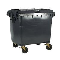 Grey Wheeled 1100 Litre Bin With Flat Lid 377396