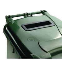 green confidential waste wheelie bin 360 litre with slot and lid lock