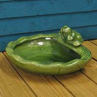 Green Frog Glazed Ceramic Outdoor Water Feature (Solar) by Smart Garden