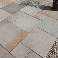 grey blend natural sandstone paving slab l600mm w300mm pack of 96 1728 ...