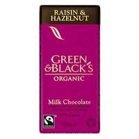 Green &amp; Black&#39;s Organic Raisin &amp; Hazelnut Milk Chocolate 100g