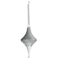 Graduated Glitter Silver Lantern Drop Tree Decoration