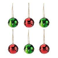 Green & Red Bell Tree Decoration Pack of 6