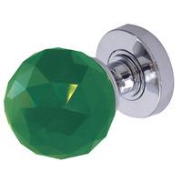 green faceted glass door knobs 60mm