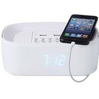 Groov-e Bluetooth Speaker with Alarm Clock Radio & USB Ports White