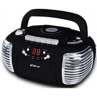 Groov-e Retro Boombox Portable CD & Cassette Player with Radio Black UK Plug