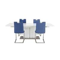 grande white extending table and 4 chairs