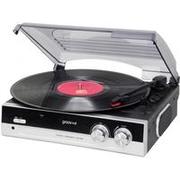 groov e vintage vinyl record player with built in speakers black
