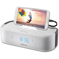Groov-e TimeCurve Alarm Clock Radio with USB Charging Station White UK Plug