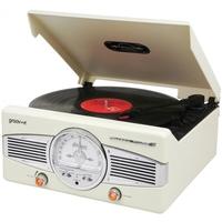 Groov-e Classic Vinyl Record Player with FM Radio & Built-in Speakers Cream