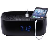 Groov-e Bluetooth Speaker with Alarm Clock Radio & USB Ports Black UK Plug