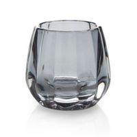 Grey Facet Glass Candle Holder Small