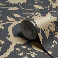 graham brown kelly hoppen charcoal floral wallpaper