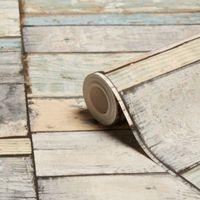 grandeco wood blocks blue stripe wallpaper