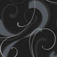 Graham & Brown Boutique Black & Silver Flamenco Metallic Effect Wallpaper