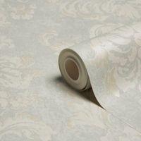 Grandeco Decadent Blue Fresco Trail Metallic Effect Wallpaper