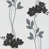 Graham & Brown Superfresco Black Ornamental Orchid Wallpaper