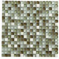 Green Glass & Marble Mosaic Tile (L)300mm (W)300mm