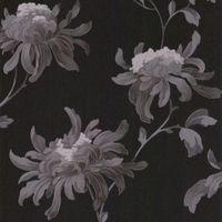 Graham & Brown Julien Macdonald Fabulous Black & Grey Floral Glitter Effect Wallpaper