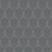 Grey Art Deco Peacock Wallpaper