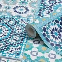 Grandeco Sapphira Blue Mosaic Tile Wallpaper