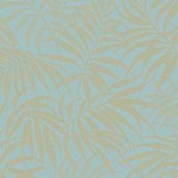 Graham & Brown Pure Aqua & Gold Tropical Leaf Mica Wallpaper