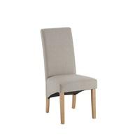 Grafton Fabric Dining Chair In Natural Herringbone With Oak Legs