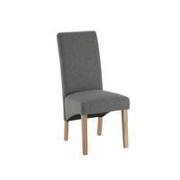Grafton Fabric Dining Chair In Grey Herringbone And Oak Legs