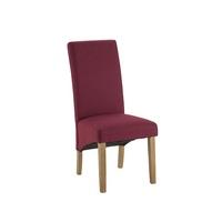 Grafton Fabric Dining Chair In Raspberry Herringbone Oak Legs