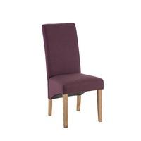Grafton Fabric Dining Chair In Plum Herringbone With Oak Legs