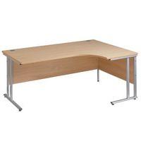 GRAPHITE LEFT HAND ERGONOMIC DESKING - BEECH