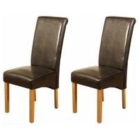 Grace Brown Faux Leather Dining Chair (Pair)