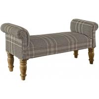 Grey Tartan Upholstered Bench